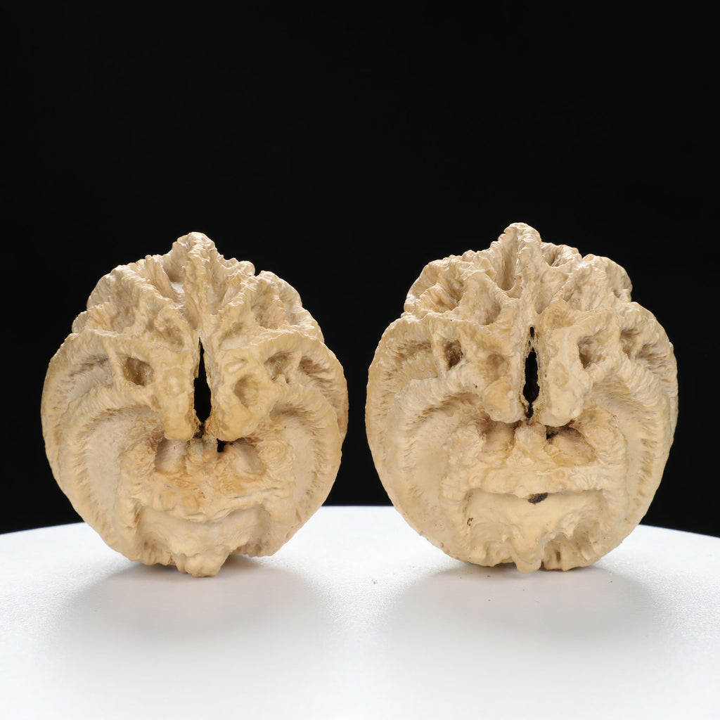 “Ghost Face” Natural Smiley Grimace Indonesian Walnuts Pair | Size:44L*45W*48H | UPI:UR-00099