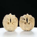 "Ghost Face" "Tiny Sweetheart Pair" Natural Indonesian Grimace Walnut Couple Set | Size:35L*33W*39H | UPI:UR-00103