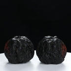 “Toad Head” Earth-Cured Dark Patina Yunnan Iron Toad Wenwan Walnuts Pair | Size:35L*37W*30H | UPI:UR-00106