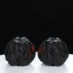“Toad Head” Earth-Cured Dark Patina Yunnan Iron Toad Wenwan Walnuts Pair | Size:35L*37W*30H | UPI:UR-00106
