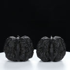 “Toad Head” Earth-Cured Dark Patina Yunnan Iron Toad Wenwan Walnuts Pair | Size:35L*37W*30H | UPI:UR-00106