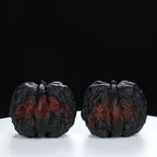 “Toad Head” Earth-Cured Dark Patina Yunnan Iron Toad Wenwan Walnuts Pair | Size:35L*37W*30H | UPI:UR-00106