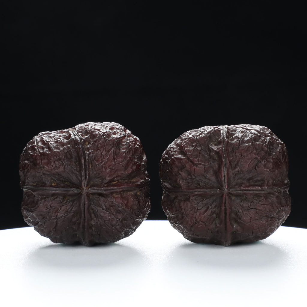 “Four-Ridged” Collector's Rare Square Four-Ridge Dimun Yuntie Toad Head Wenwan Walnuts Pair | Size:34L*31W*30H | UPI:UR-00108