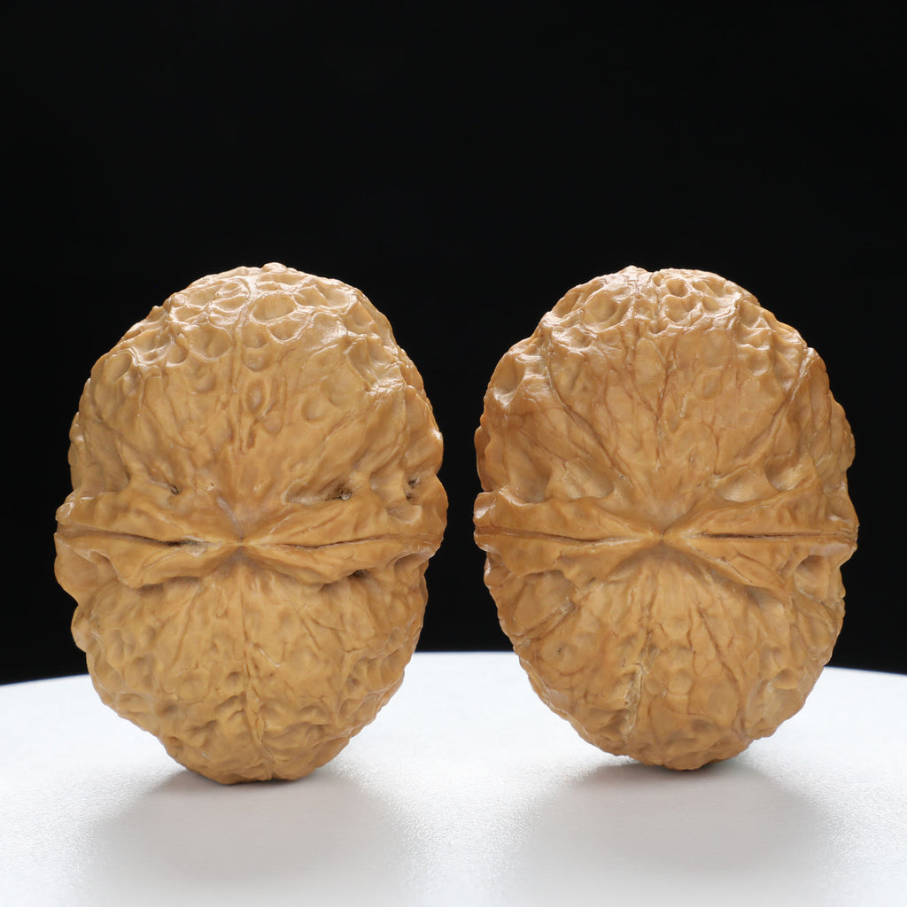 “Fortune Ingot” Big Yuanbao Gold Ingot Shape Yunnan Cloud Iron Wenwan Walnuts Pair | Size:33L*44W*35H | UPI:UR-00109