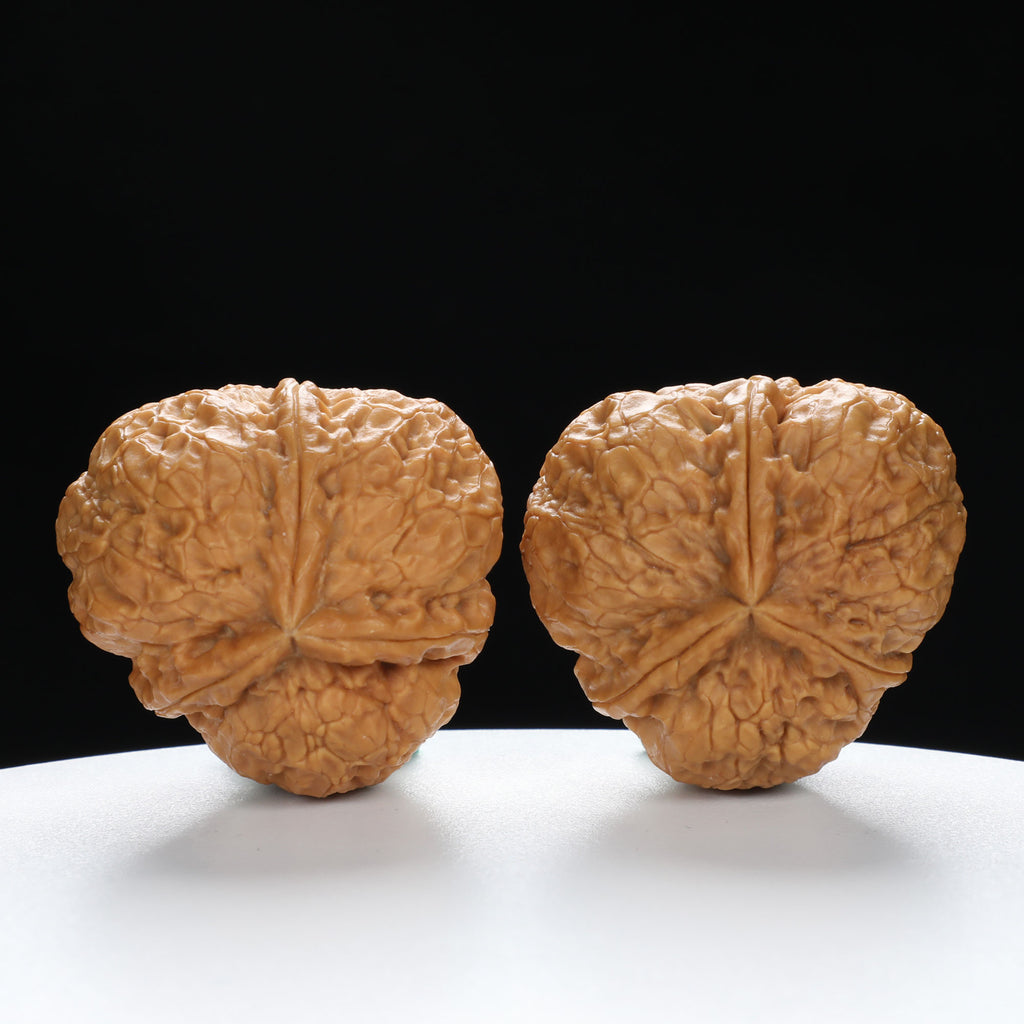 “Three-Ridged” Collector's Highly Matched Y-Form Toad Head Triple-Ridge Wenwan Walnuts Pair | Size:38L*39W*38H | UPI:UR-00111