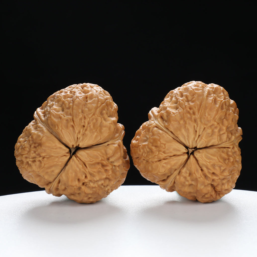 “Three-Ridged” Collector's Highly Matched Y-Form Toad Head Triple-Ridge Wenwan Walnuts Pair | Size:38L*39W*38H | UPI:UR-00111