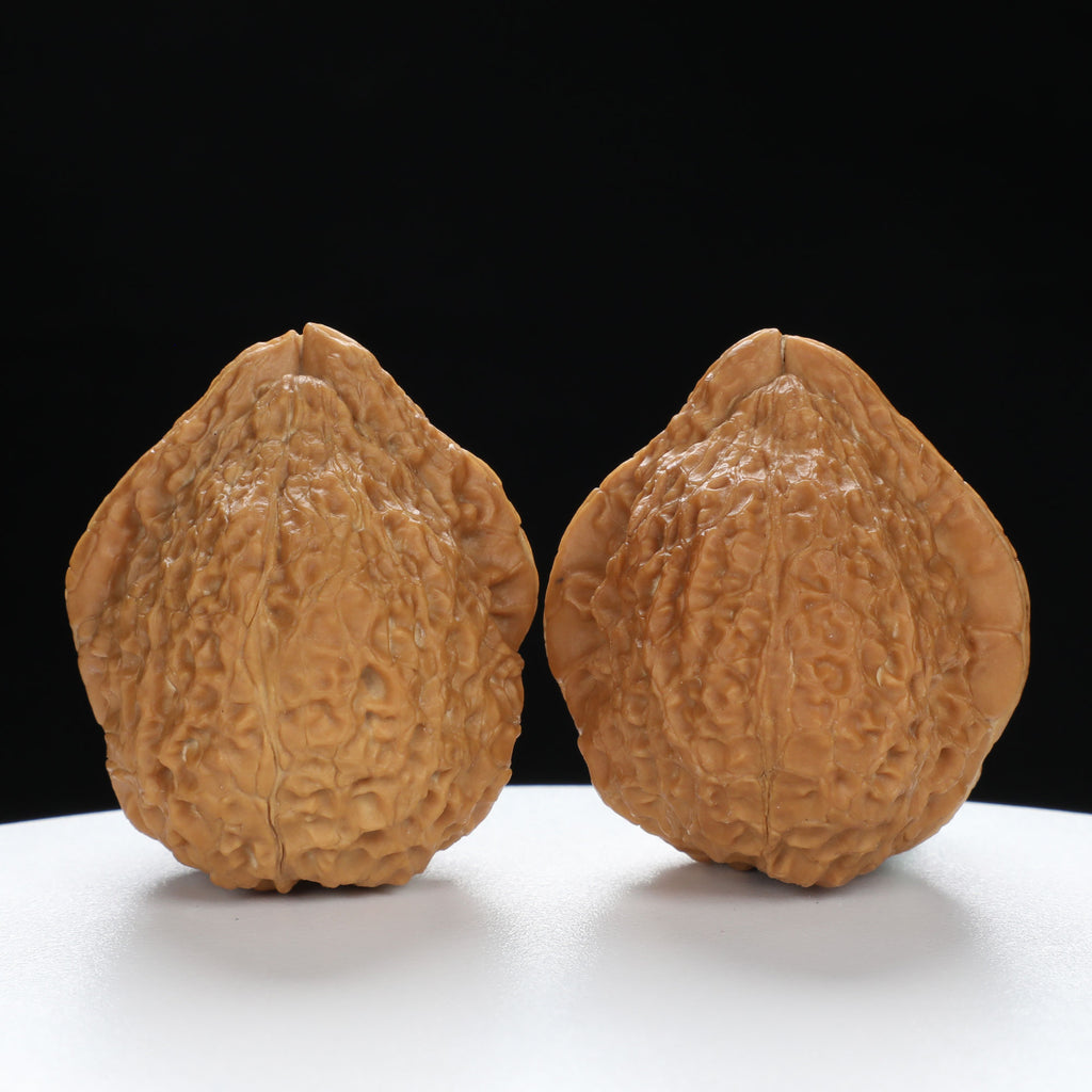 “Toad Head” Peach-Form Golden Toad Hamato Wenwan Walnuts Pair | Size:35L*39W*41H | UPI:UR-00112