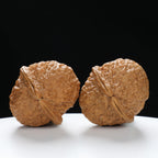 “Toad Head” Peach-Form Golden Toad Hamato Wenwan Walnuts Pair | Size:35L*39W*41H | UPI:UR-00112
