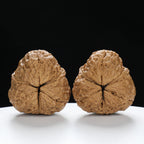 “Three-Ridged” Collector's Y-Form Onigiri Toad Head Triple-Ridge Wenwan Walnuts Pair | Size:38L*37W*35H | UPI:UR-00114