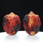 “Three-Ridged” Earth-Cured Tri-Color Coral Grain Y-Form Iron Triple-Ridge Walnuts Pair | Size:35L*35W*44H | UPI:UR-00115
