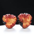 “Three-Ridged” Earth-Cured Tri-Color Coral Grain Y-Form Iron Triple-Ridge Walnuts Pair | Size:35L*35W*44H | UPI:UR-00115