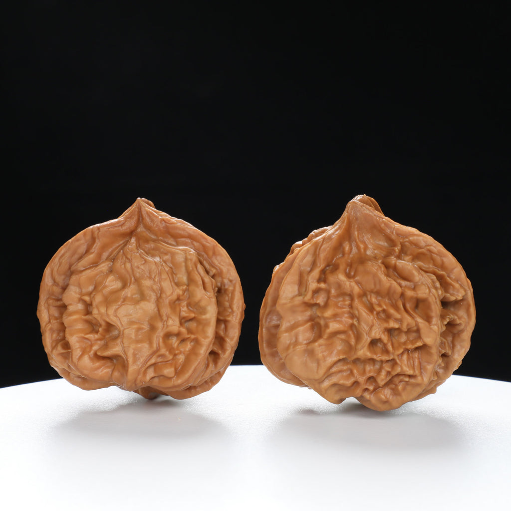 “Three-Ridged” Collector's Grade Extremely Rare Half-Wall Triple-Ridge Matched Walnuts Pair | Size:40L*32W*38H | UPI:UR-00142