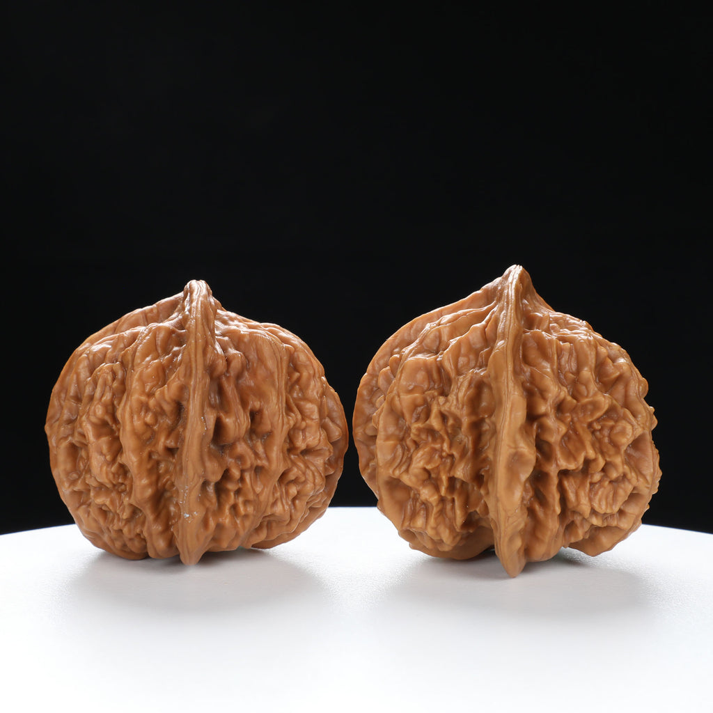 “Three-Ridged” Collector's Grade Extremely Rare Half-Wall Triple-Ridge Matched Walnuts Pair | Size:40L*32W*38H | UPI:UR-00142