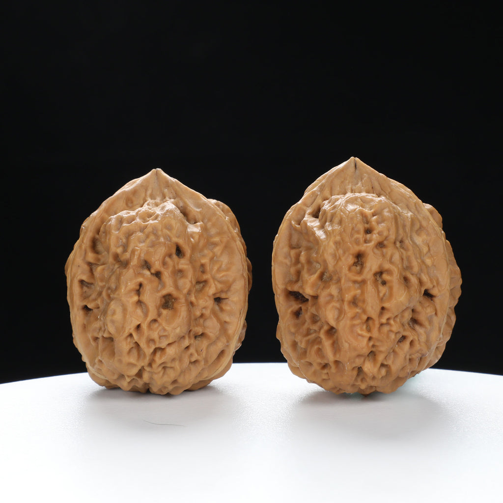 “Three-Ridged” Fine Dense Mini Totem Y-Form Triple-Ridge Wenwan Walnuts Pair | Size:34L*34W*38H | UPI:UR-00145
