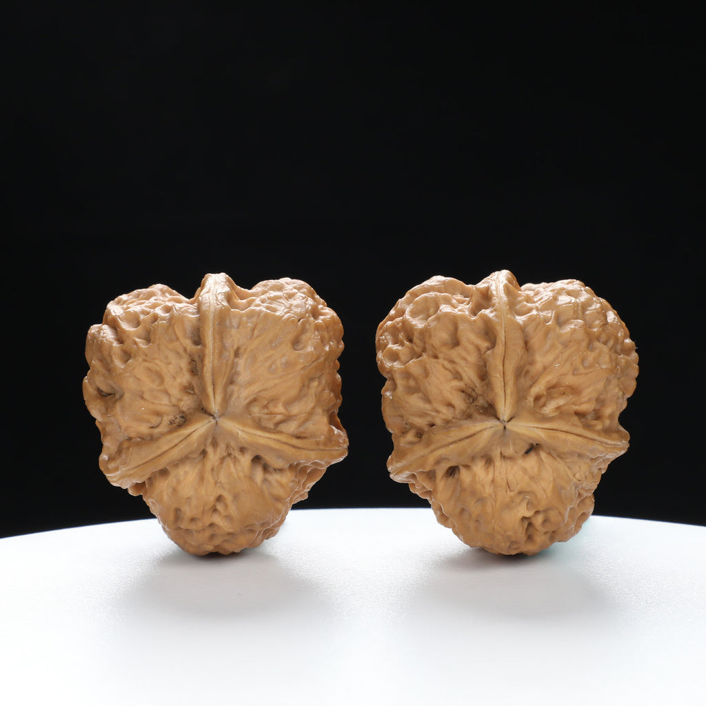 “Three-Ridged” Fine Dense Mini Totem Y-Form Triple-Ridge Wenwan Walnuts Pair | Size:34L*34W*38H | UPI:UR-00145