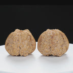 ”Toad Head” Double-Sided Carved Wealth Toad Wenwan Walnuts Pair | Size:41L*42W*32H | UPI:UR-00090