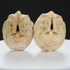 "Ghost Face" "Grumpy & Grouch" Natural Grimace Indonesian Walnuts Pair | Size:42L*43W*52H | UPI:UR-00101